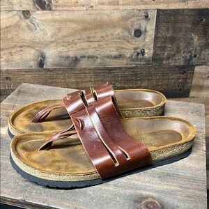 Naot Brown Leather Sandals with Cork Footbed Women's‎ Size 40